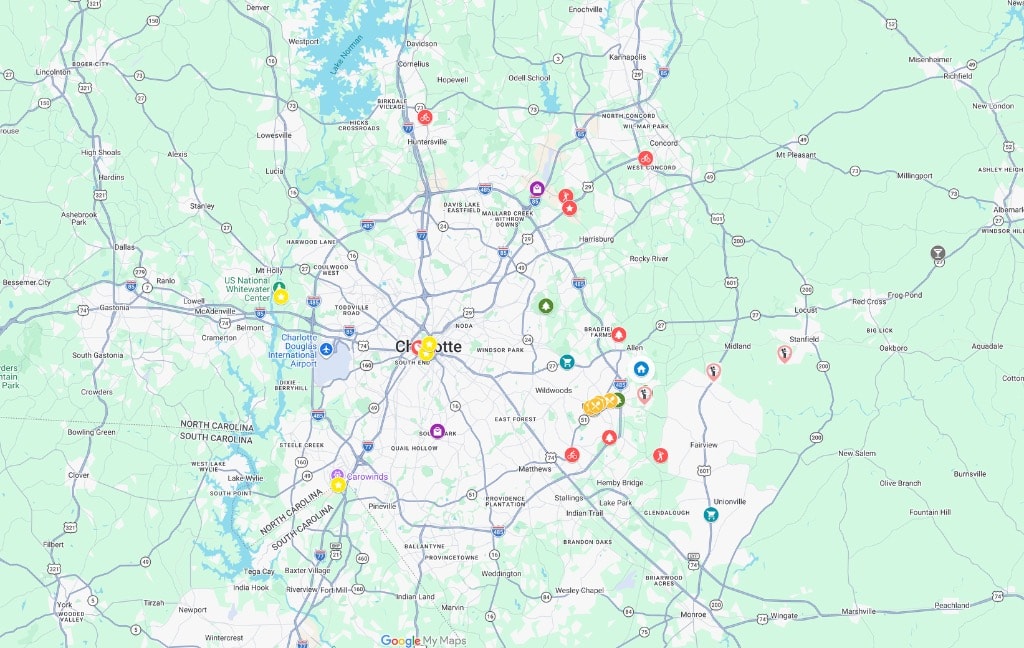 Map showing Bales Manor and nearby attractions in the Charlotte-Mint Hill, NC area